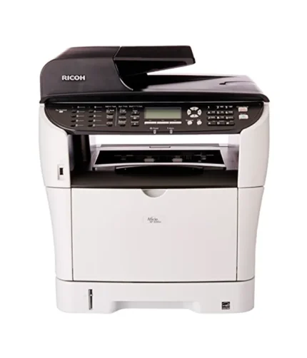 Impressora multifuncional Ricoh SP 3510sf preto e branco com funções de impressão, cópia, fax e digitalização para escritório