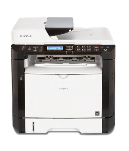 Impressora multifuncional Ricoh SP 377sfnwx preto e branco com funções de impressão, cópia, fax e digitalização
